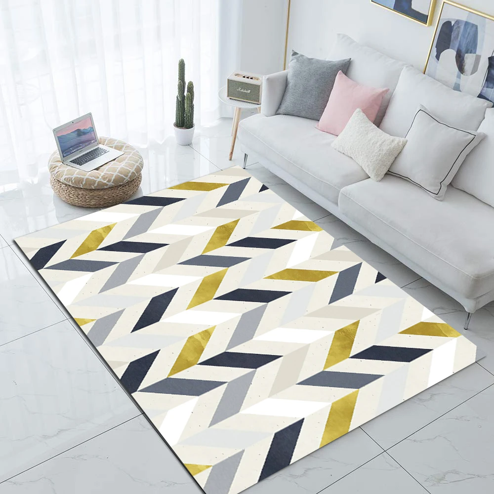 

Else Gray Yellow Marble Scandinavian Geometric 3d Print Non Slip Microfiber Living Room Decorative Modern Washable Area Rug Mat