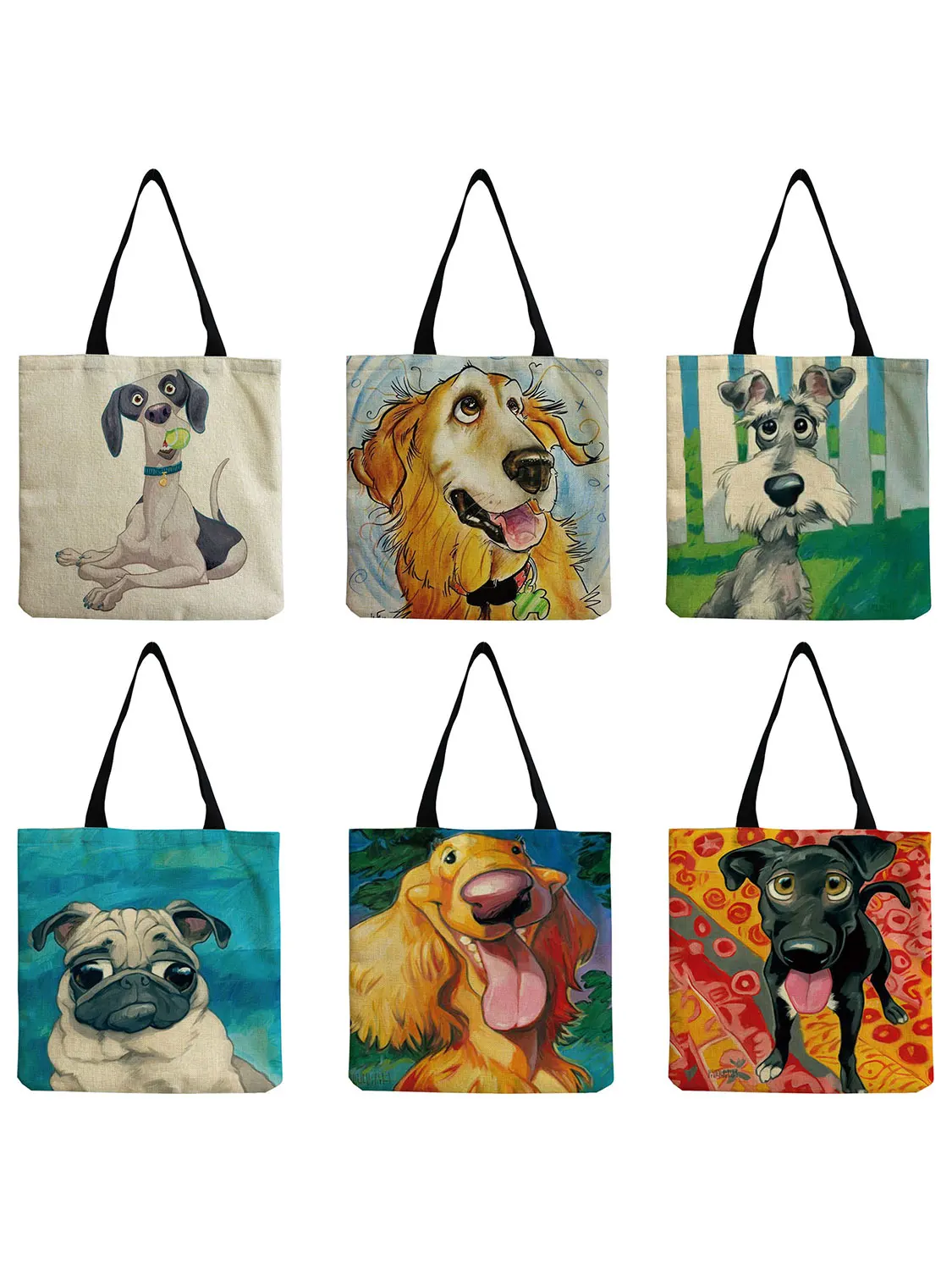 

Personalized Dog Art Print Tote Bag Schnauzer Golden Retriever Women Handbag Shopping Shopper Bags For Groceries Storage Totes