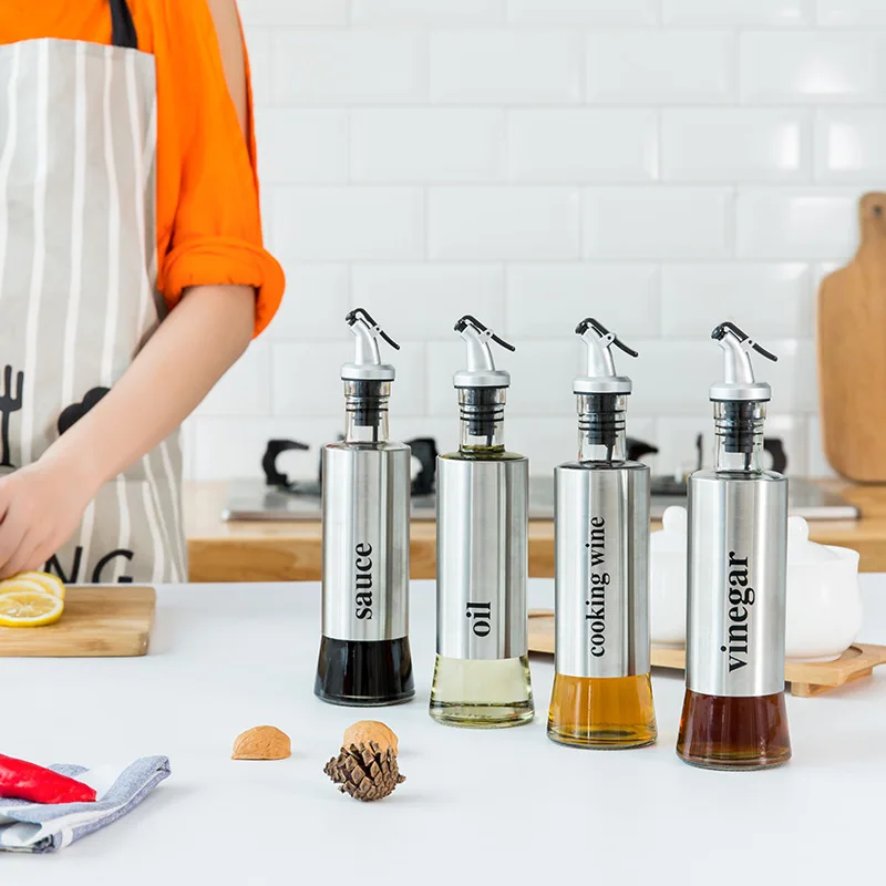 Стеклянная бутылочка для дозирования масла зернистая кухонная приправ из