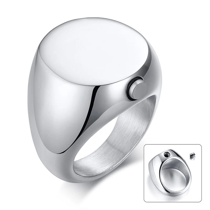 Rings For Men  Stainless Steel  Anillo Cenizas Light Body Urn Casting Ring Can Open Punk Style Ashes Ring For Party