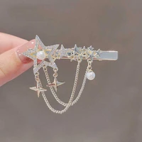 star rhinestone tassel hair clips luxury crystal hairpin for women girls frog buckle top side clip barrettes hair accessories