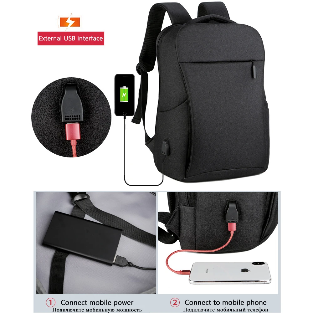 Рюкзак мужской для ноутбука 15 6 дюйма с USB-портом зарядки | Багаж и сумки