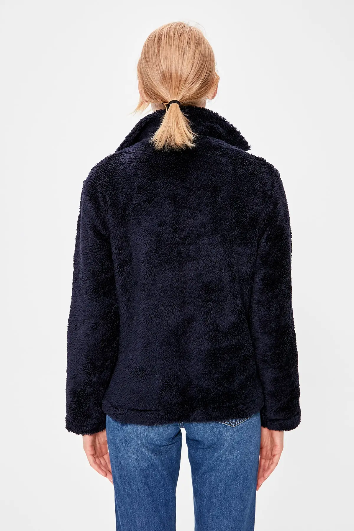 Trendyol Индиго Вертикальный Воротник пушистые пальто TWOAW20MO0058|Женские куртки| |
