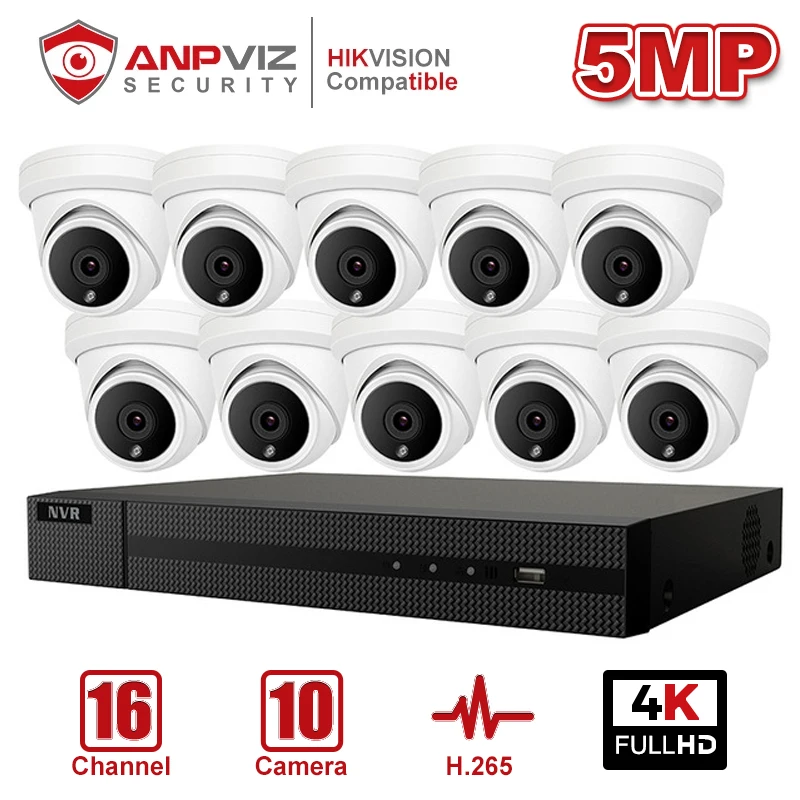 Anpviz 16CH 4K NVR 5MP купольная POE IP камера комплект ONVIF домашняя/уличная Безопасность