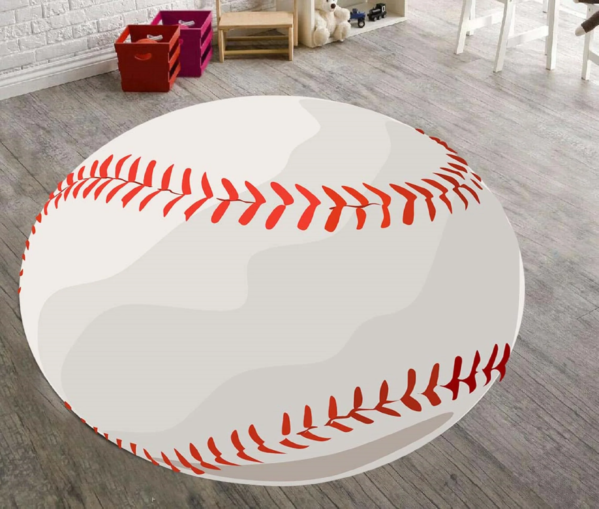 

Baseball Patterned Round Carpet, Non Slip Floor Carpet, Area Rug