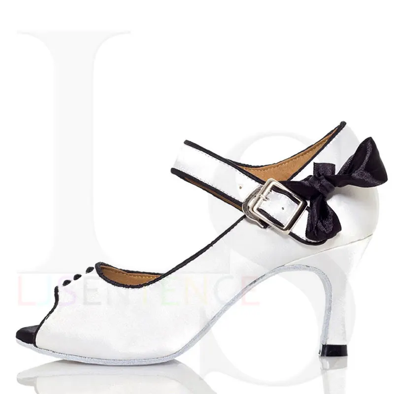 Туфли женские для латиноамериканских танцев белые на высоком каблуке LJSENTENCE L004 |