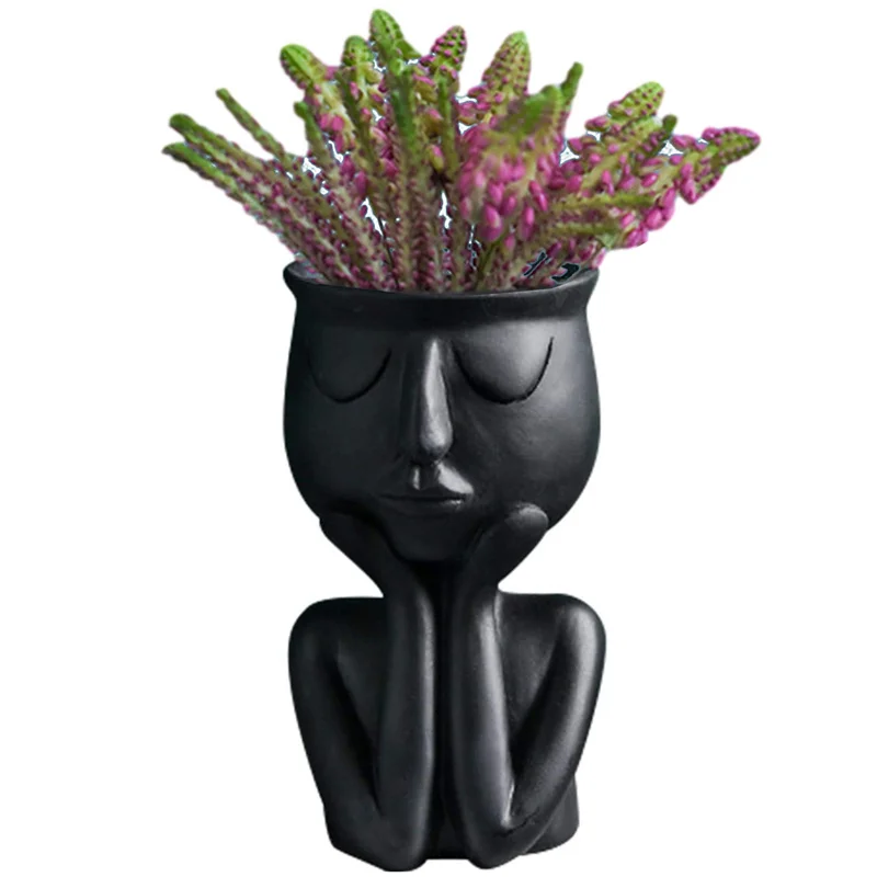 

1 PCS Humanoid Ceramic Plant Pot Flower Character Sitting Posture Sculpture Creative Crafts Vase Home Decoration HOT