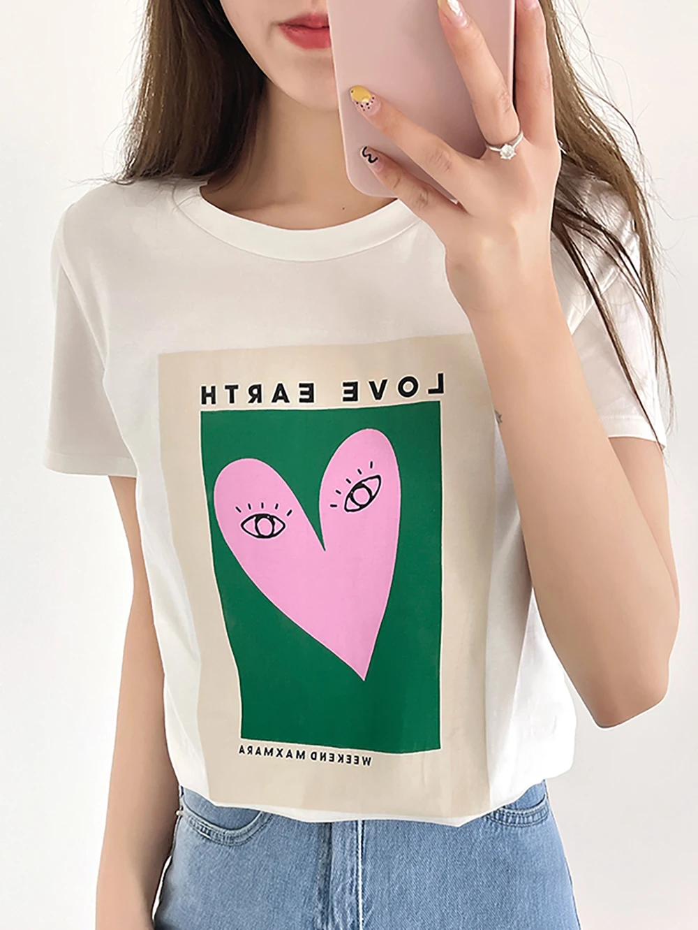 

Rowling Mirror Love Earth Eyes Tees Women Spring Summer Short Sleeve O-NeckT Shirt Casual Vintage Hipster Clothes Tops