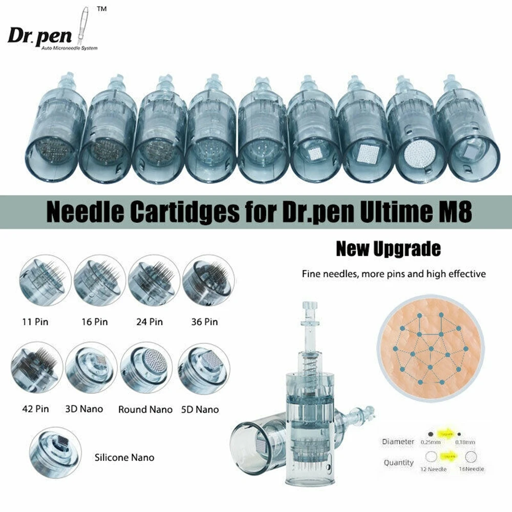

Dr Pen M8 Needling Bayonet Cartridges 10Pcs Microneedling 11/16/36/42 Pins /5D Nano Round Microneedles Replacement Tips MTS