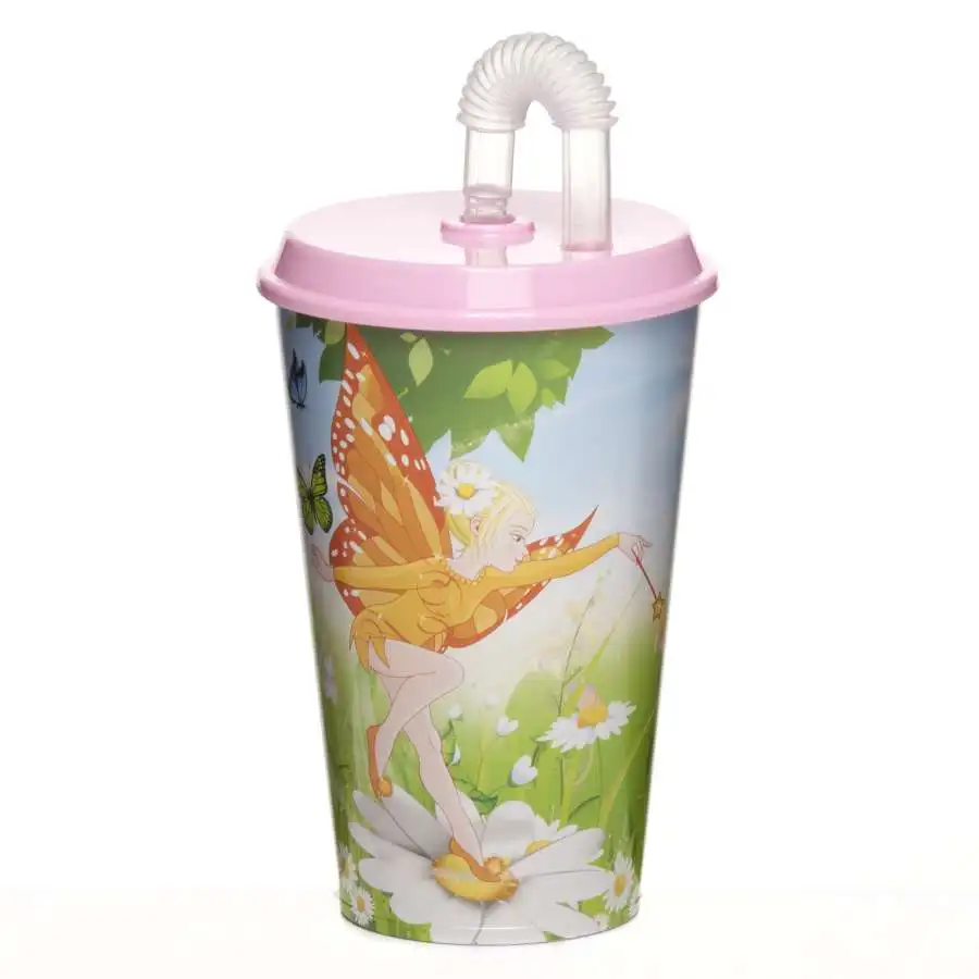 Стакан с крышкой и трубочкой Фея 0 5 л | Дом сад