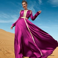 rose red elegant abaya with big swing palace style long abaya muslim dress long turkish dresses for party