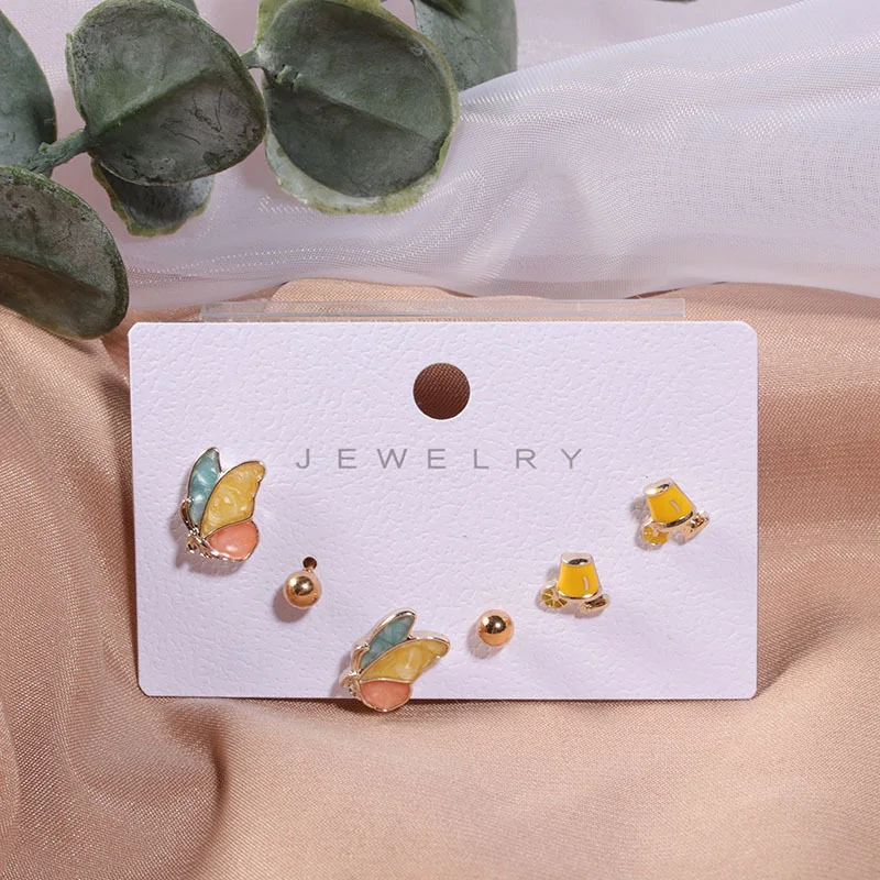 

Color Love Heart Earrings For Women Square Simple Accessories For Cute Girl Butterfly Exquisite Jewelry Party Accessories