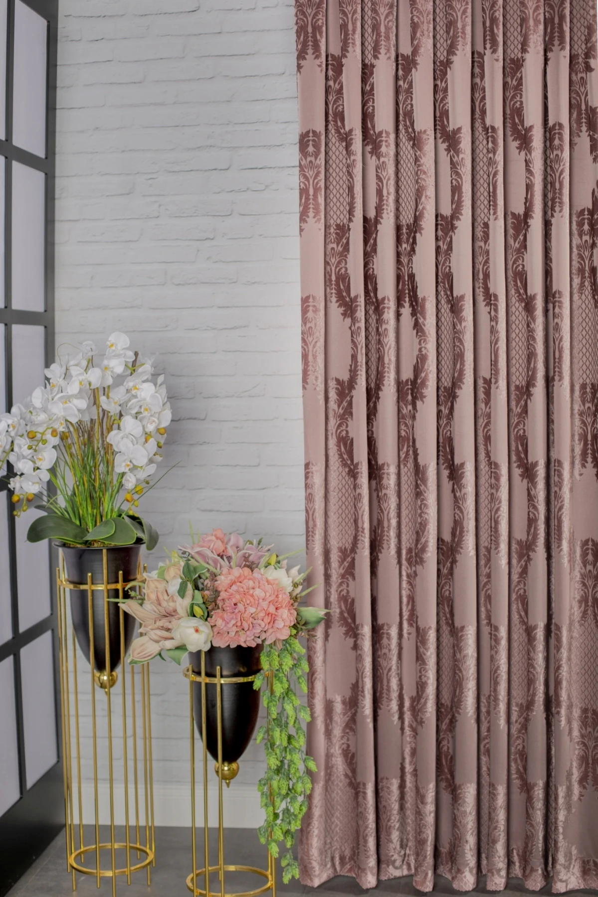 

Velvet Damask Drapery Panel. Length up to 108 '' ( 275 cm)
