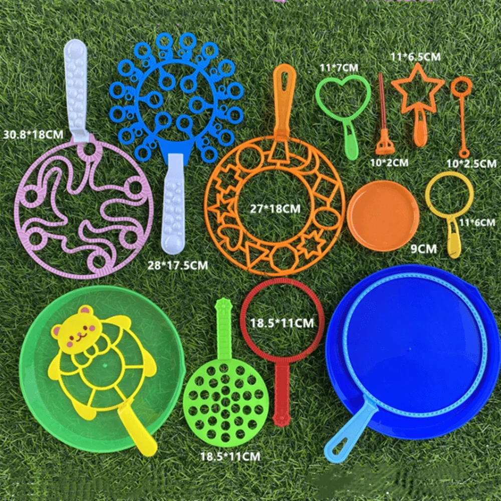 

15PCS Bubble Maker Set Fun Bubble Outdoors Activity Party Favors Kids Toy Blowing Soap Bubble Wand Toys Blower Fan Machine