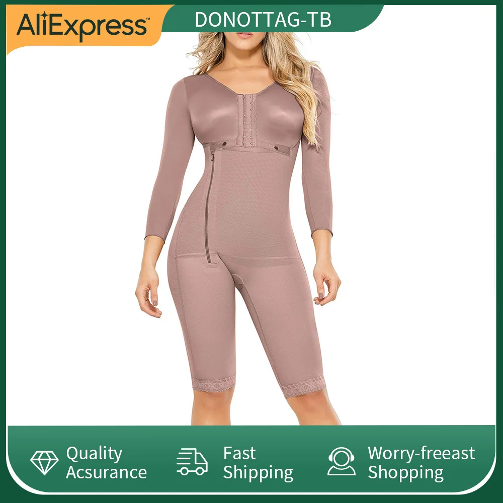 Women's Body Shaper Skims fajas Side Zipper Long Sleeve Tummy Control Corsetto Hyper Compression Gorset Shapewear Postoperative
