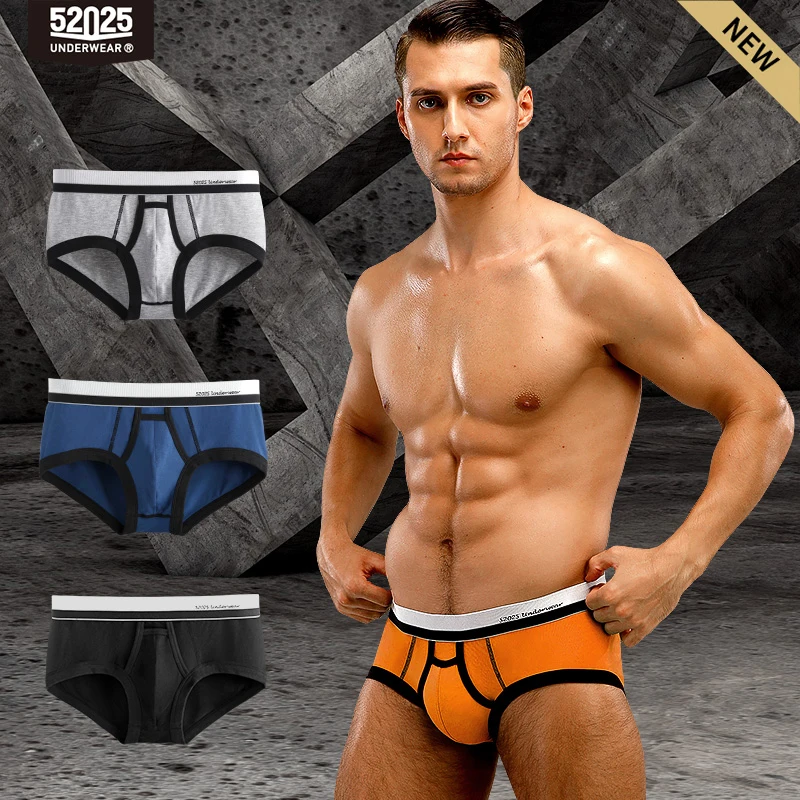 

52025 Men Underwear Briefs 3-Pack Cotton Modal Breathable Fashion Underpants Men Sexy Underwear with Fly Men Briefs Men Slips