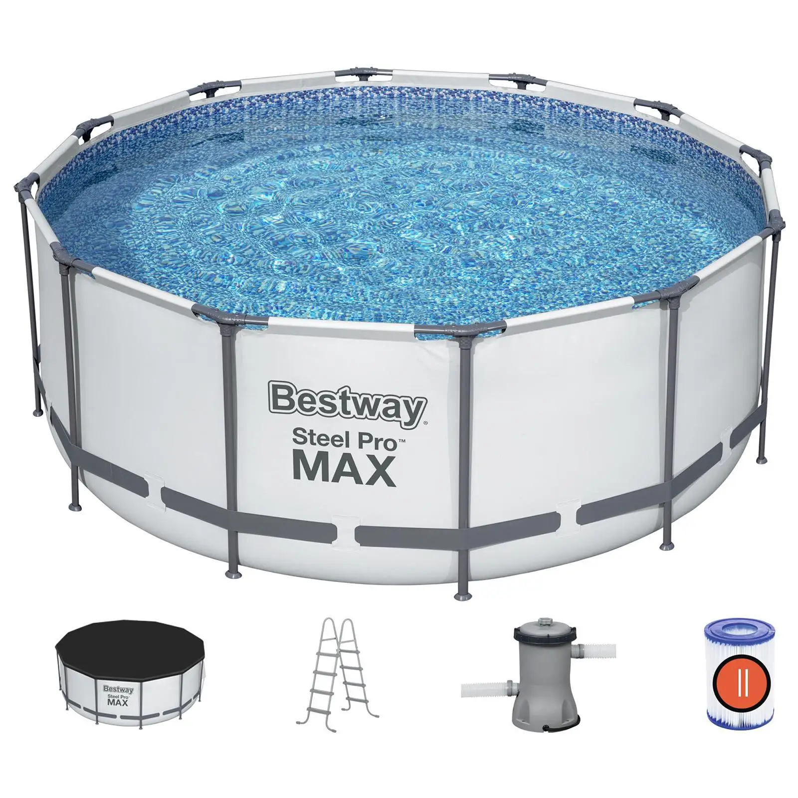 Бассейн каркасный Steel Pro MAX 366 х 122 см фильтр-насос лестница тент 56420 Bestway |