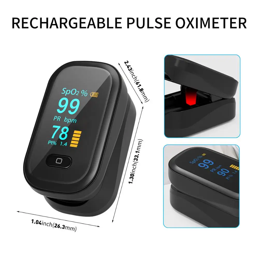 OLED Spo2 Fingertip Oximeter Portable Finger Pulse Oximeter Heart Blood Oxygen Rate Saturation Monitor Household Health Monitors