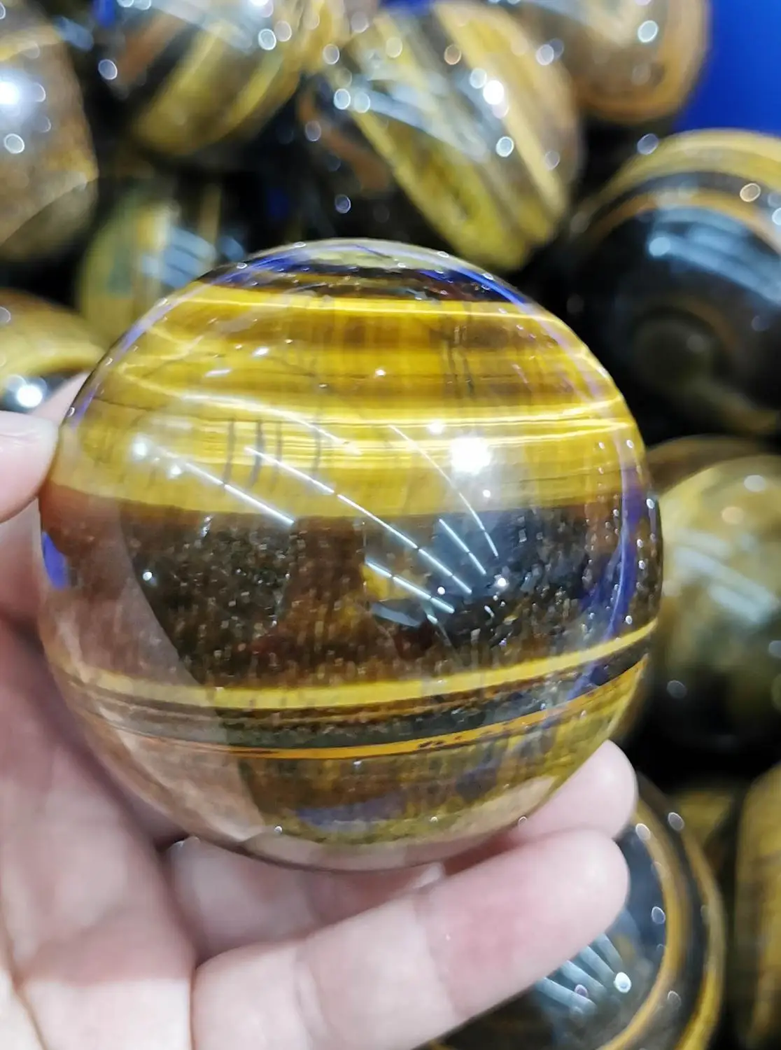 Оптовая продажа подлинный камень тигровый глаз полированная Сфера 30-200 мм (8