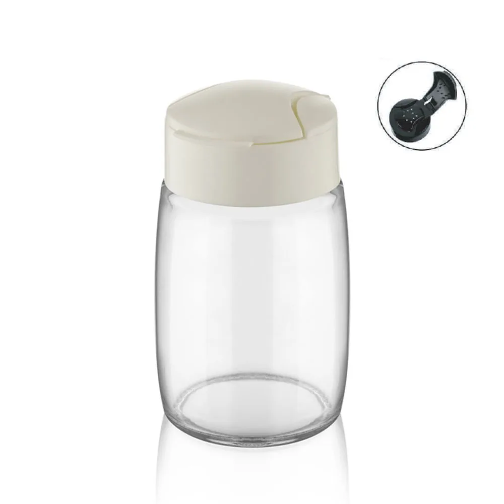 

Drop Oval Salt Shaker 100 CC (100 ML) glass Spice Bottle Softcover Transparent Looking Multi-Purpose Black Red White Blue Color