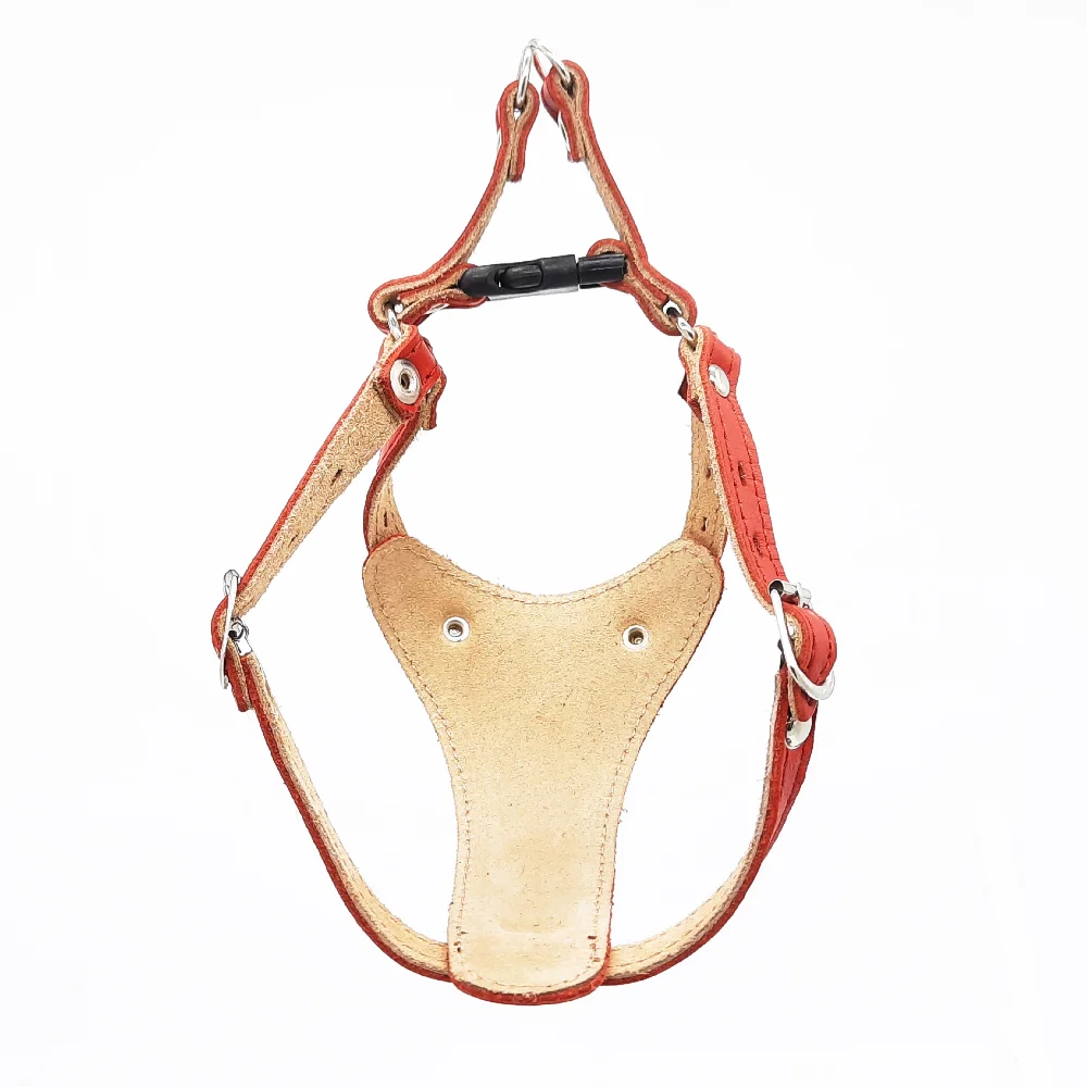 Шлейка для собак мелких пород 3-5 кг кожаная (ОШ 24-32 см ОГ 32-40 см) красная | Дом и сад