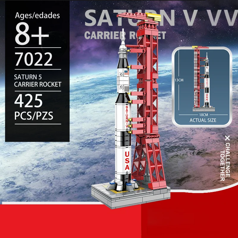 

Rocket Model Space Apollo Builiding Blocks Saturn-V Nasa Launch Umbilical Tower Kids Children Toys Mini Bricks