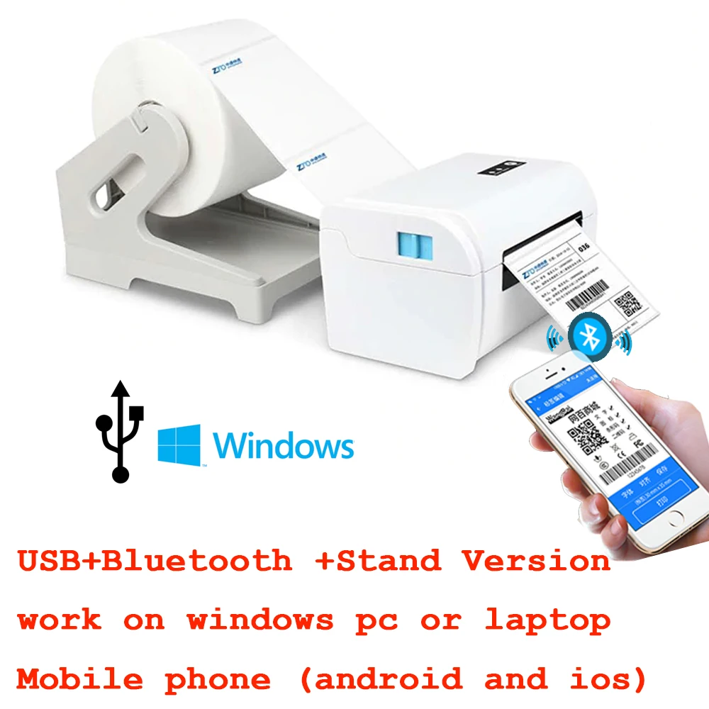 Bluetooth with Stand 4 дюйма Термальность принтера для печати штрих-кодов принтер этикеток этикетки принтер 100*150 UPS отправляем наши товары по DHL FEDEX EMS Express этикетки для принтера - Цвет: Bluetooth with Stand