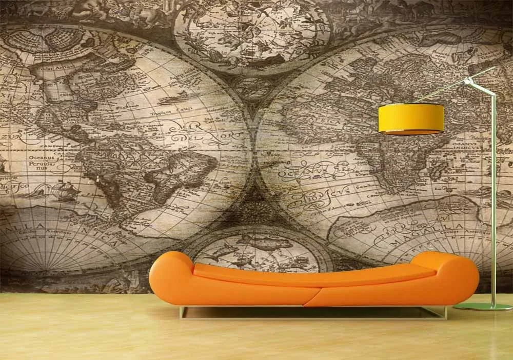 Бесплатная доставка Горячая Настройка настенные наклейки Ретро Карта