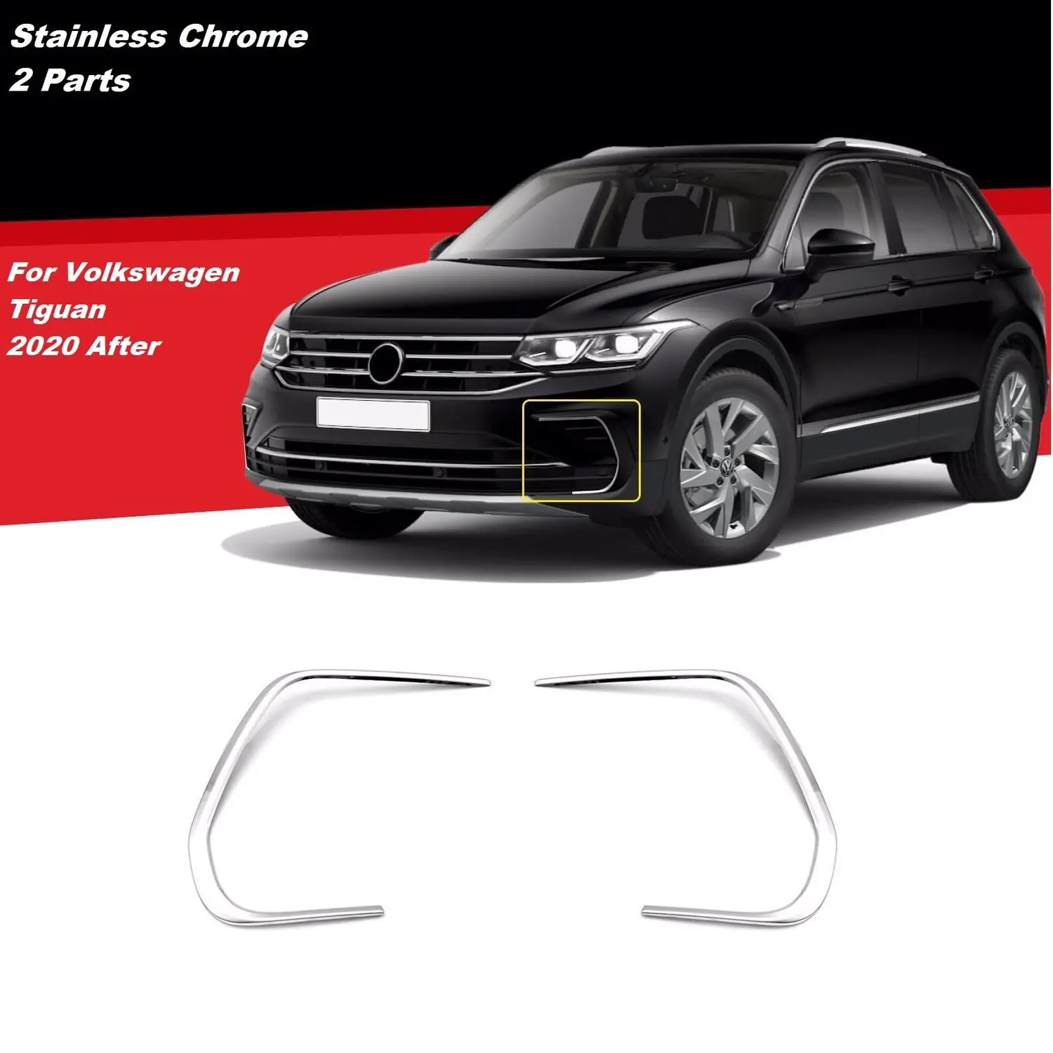 

Для Volkswagen Tiguan хромированная противотуманная рама из нержавеющей стали, 2 шт., для VW, внешние автомобильные аксессуары, запчасти, автомобильн...