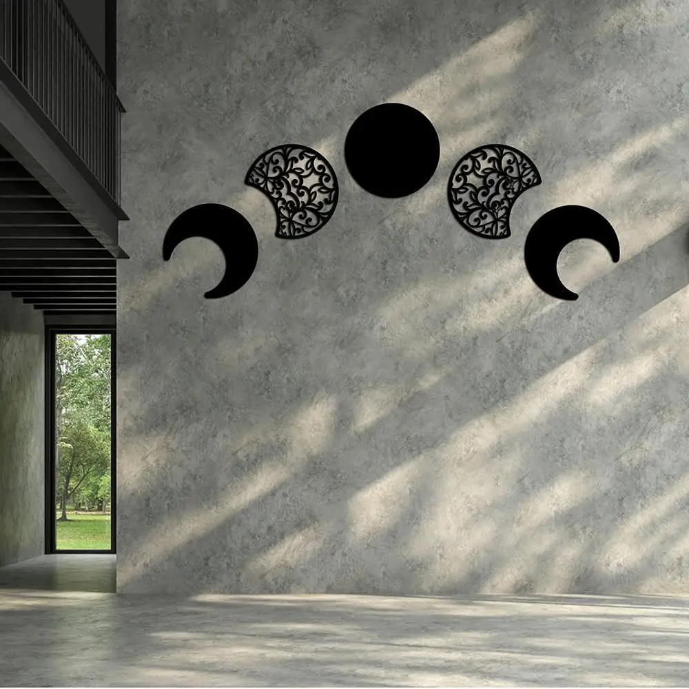 

Etgdecor Moon Phases Metal Wall Decor Black Decorative Metal Wall Art Eloctrostatic Painting Indoor and Outdoor Usage