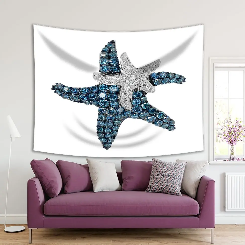 

Tapestry Necklace Starfish Pendant with diamonds and Sapphires Jewellery Luxury Fashion Theme Art Blue Silver