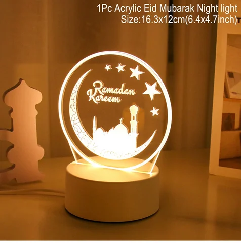 EID Mubarak USB светодиодный ночник для дома акриловый Настольный светильник Луна Звезда мусульманская исламская Вечеринка ИД ночник