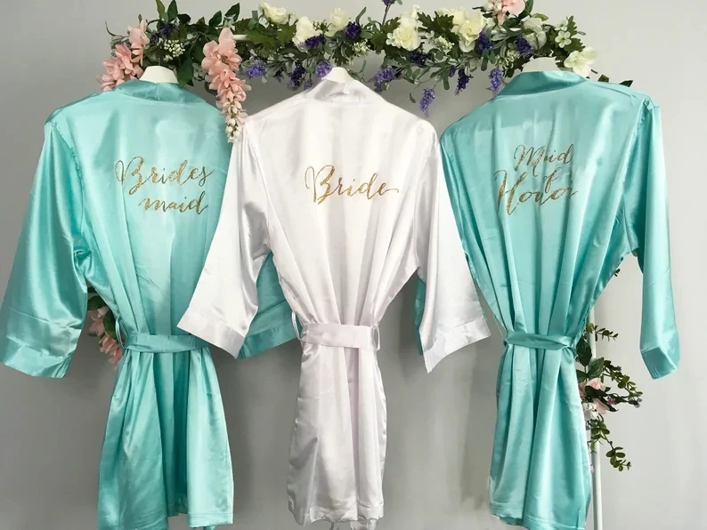 Bridesmaid Robes Maid Of Honor Robe Set Of Blush Rose Gold Mauve Vintage Pink Wedding Bridal Party Kimono Dressing Gown La Marié