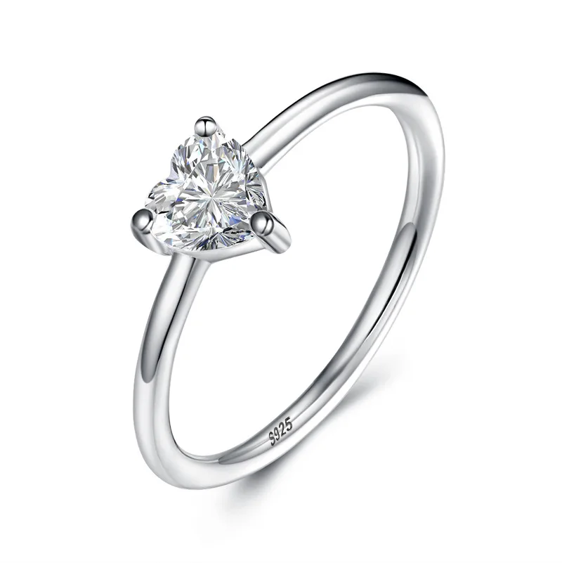

ANZIW Classic 925 Sterling Silver Solitiare Heart Cut Rings Wedding Engagement Bridal Rings For Women Party Lover Rings Jewelry