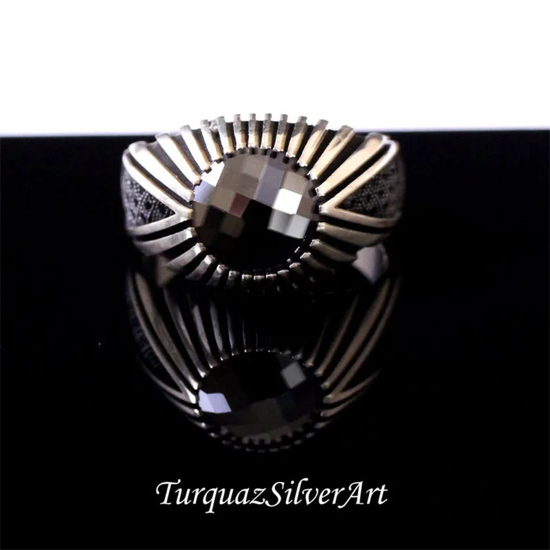

Handmade Mans Black Zircon Gemstone Ring, Mans 925 Silver Ring, Zircon Ring, Silver Handmade Ring
