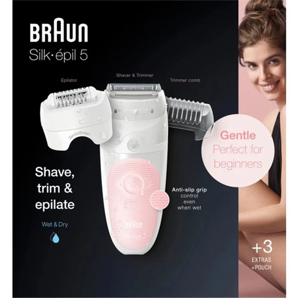 Беспроводной Эпилятор 3-в-1 от Braun Silk-epil 5 5620 SensoSmart для влажной и сухой удлинения с