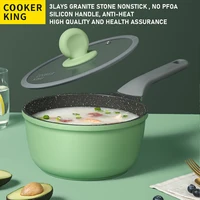 COOKER KING Granite Nonstick Sauce pan, Maifan Stone With Lid ,Non-slip Anti-heat Handle, Induction use, 18cm
