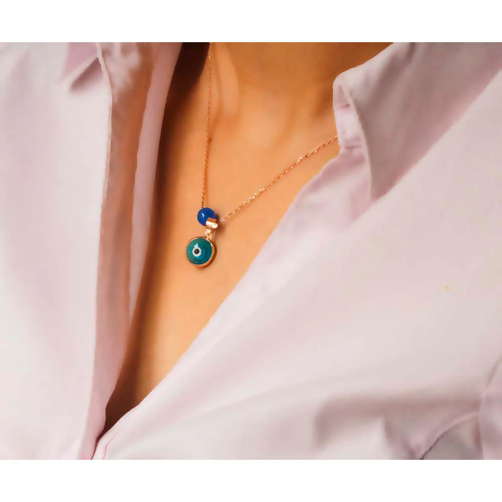 

Evil Eye Pendant Necklace Jewelry 925 Sterling Silver Rose Gold with Chain