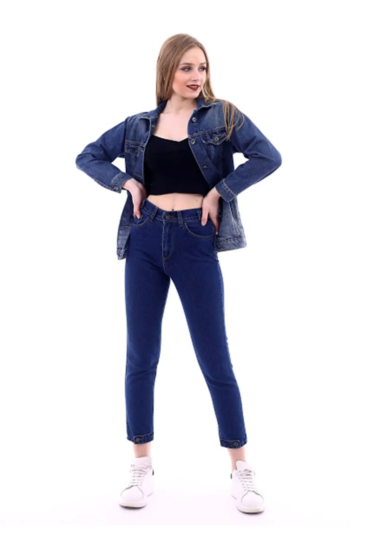 

Boyfriend Jeans Pants + K. Tint denim Jacket The boiler new season active clothing two-piece denim sports casual set