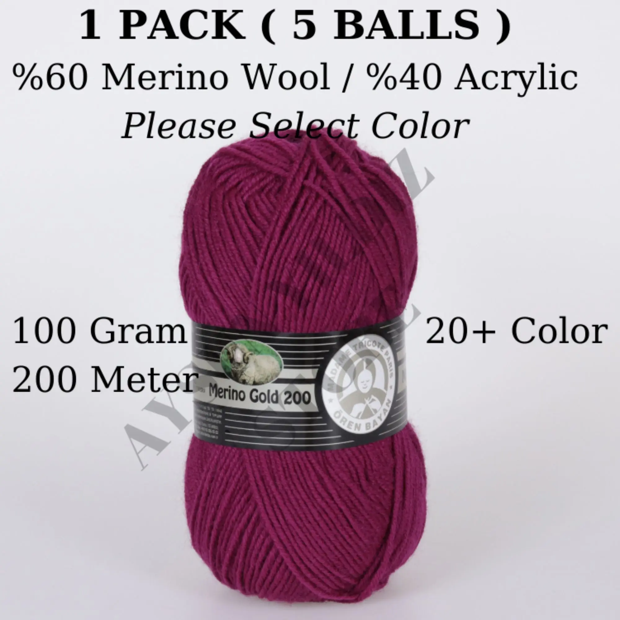 1 Pack ( 5 Balls ) Madame Tricote Paris ( Oren Bayan ) Merino Gold 200  Hand Knitting  Yarn  Crochet Tool Kit Cardigan  Sweater