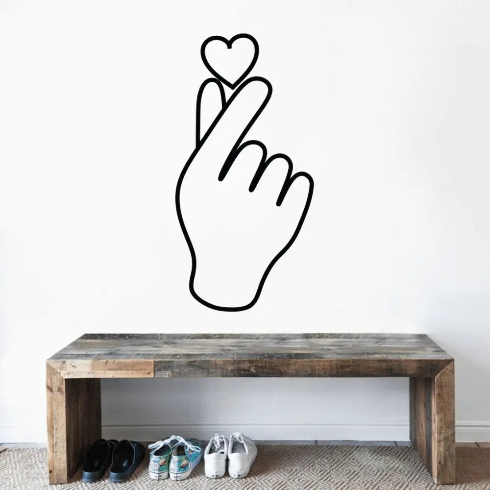 

Oppa Heart Hand Sign Line Art Wall Art Vinyl Aesthetic Sticker Decal For Home Decoration A001522