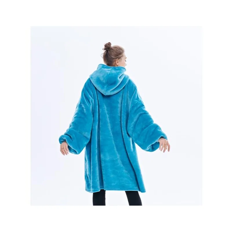 Зимнее плотное удобное одеяло с рукавами толстовка однотонное теплое капюшоном