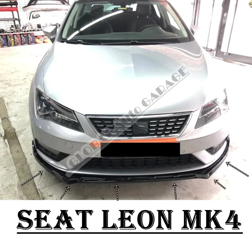 

Для переднего бампера Seat Leon Mk4, накладная губа 2020-2021, глянцевый черный разделитель для пианино, диффузор, универсальный спойлер, бампер