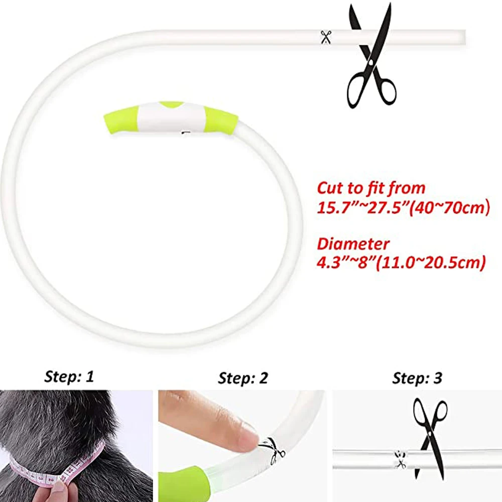 

Pet Collar LED Dog Collar USB Rechargeable Warning Adjustable Silicone Collar Night Reflective Anti Lost Luminous Pet LED Collar