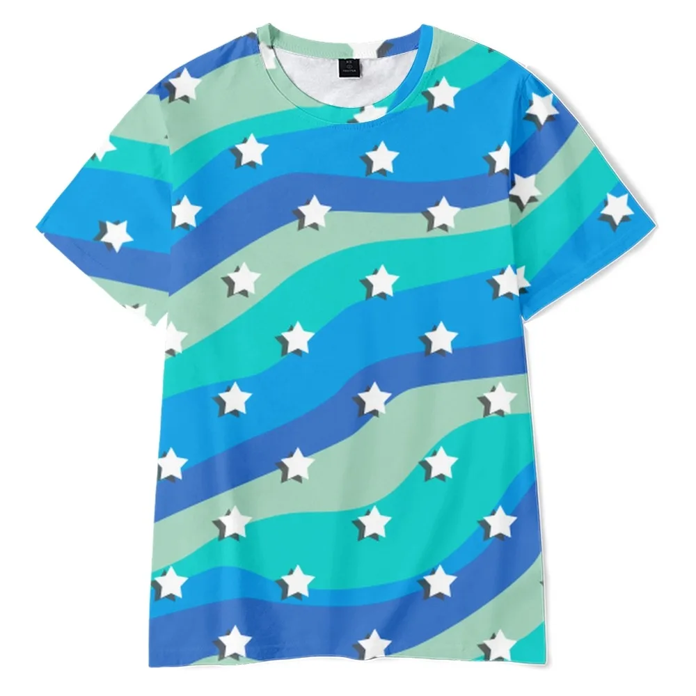 

Blue Rainbow star pattern men's and women's summer casual T-shirt