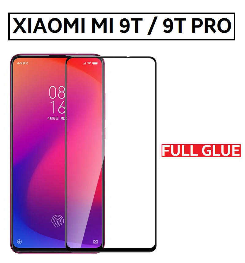 Закаленное стекло протектор Полный Клей для XIAOMI MI 9 T - PRO полный клей черный