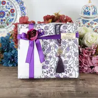 Gift Tile Pattern Prayer Rug, Plain Shawl Luxury Crystal Tasbih-Lilac FREE SHİPPİNG