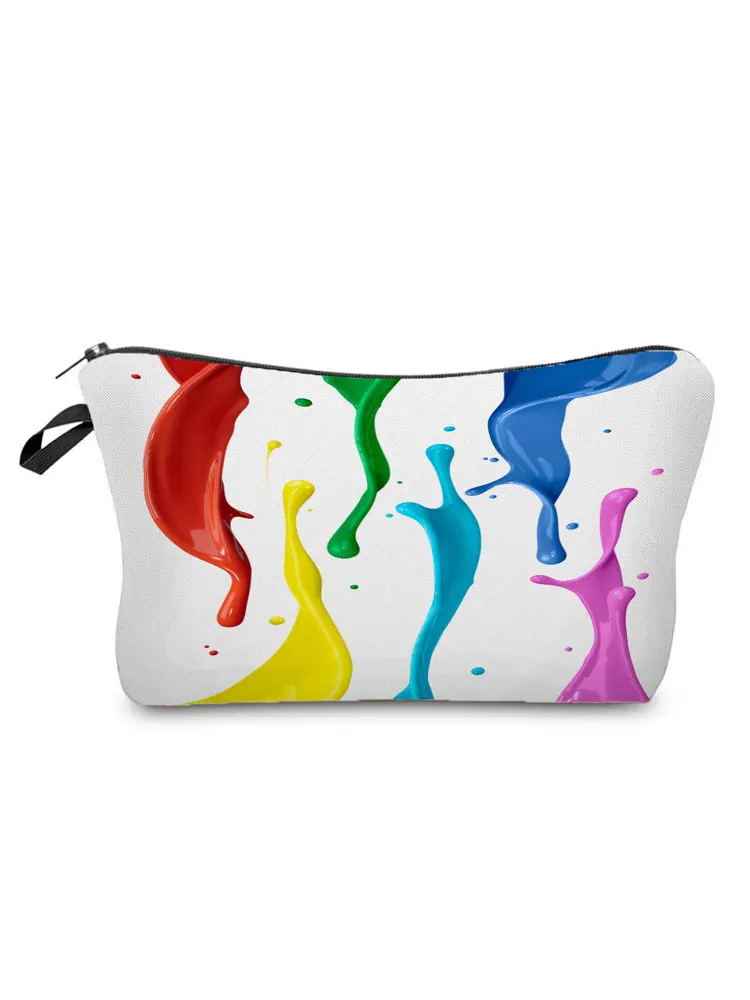 

Colorful Paint Cosmetics Organizer Bag Women Makeup Bag Big Capacity Printed Storage Bag Kids Pencil Case Travel Toiletry Bags
