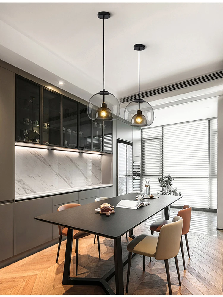 Подвесная лампа для столовой кухни домашний декор современные стеклянные шары E27