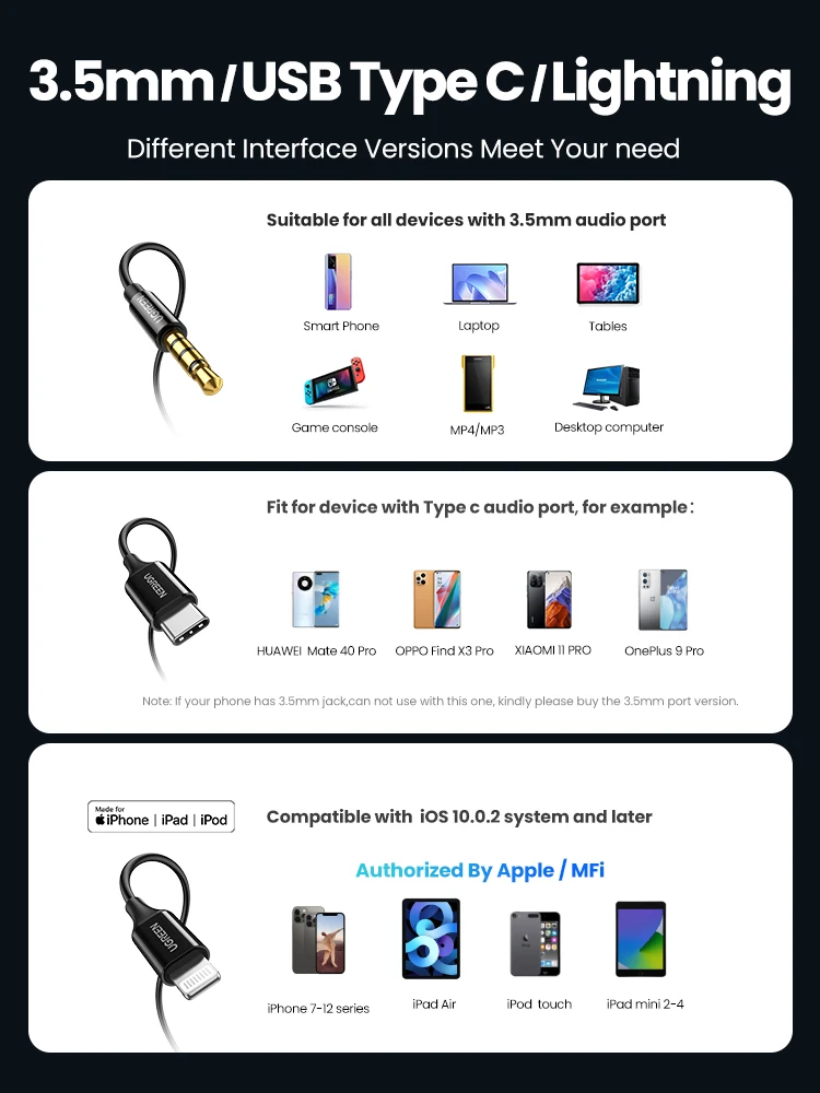 Зеленый аудиокабель Aux Наушники 3 5 мм Тип USB C проводные наушники Шум изоляции
